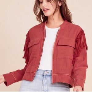 Jack BB Dakota Southwestern Fringe Cotton Bomber - Pumpkin Spice